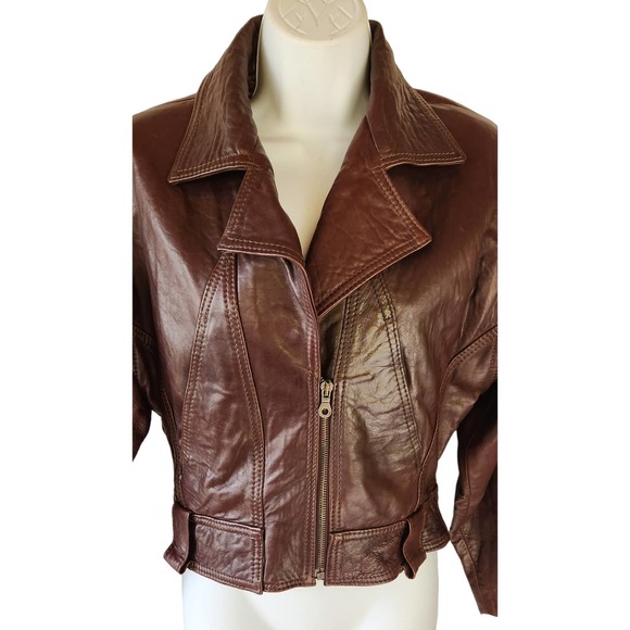 Tulipano Made in Italy Dark Brown Leather Jacket 42 - Picture 3 of 7